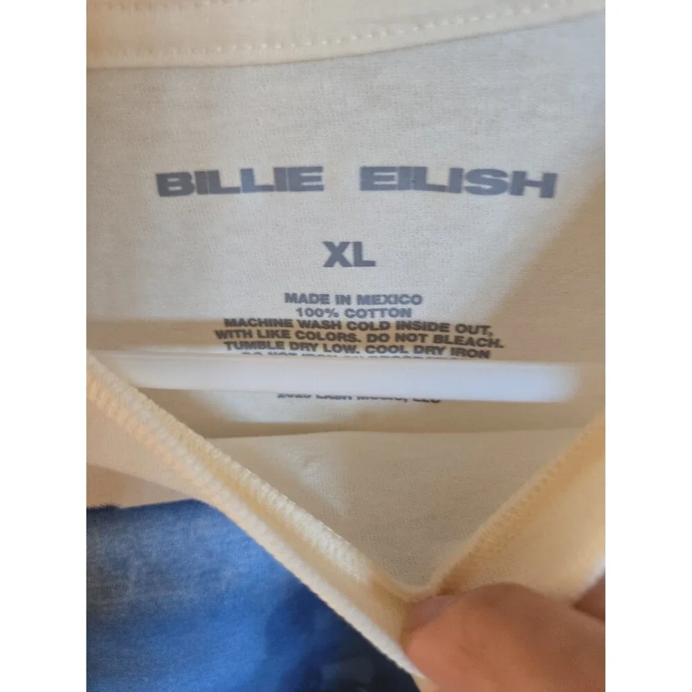 Billie Eilish Kids T Shirt Cream Graphic Print Short Sleeve Size xLarge Child